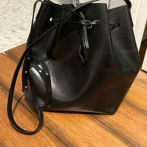 Mansur Gavriel Large Bucket Bag Black Exterior Blue Interior